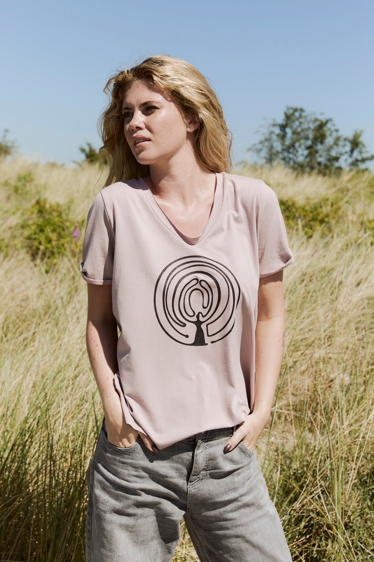 Henriette Steffensen 96105 EMBRACE V-NECK-TEE,  NUDE