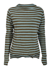 Blusbar by basic 4040 Shirt L/S w/high neck & slits, Sea foam green/capers melange