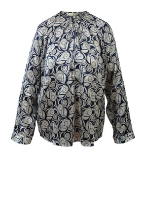 Charlotte Sparre Pleat neck 3417 Swung, Navy/Taupe