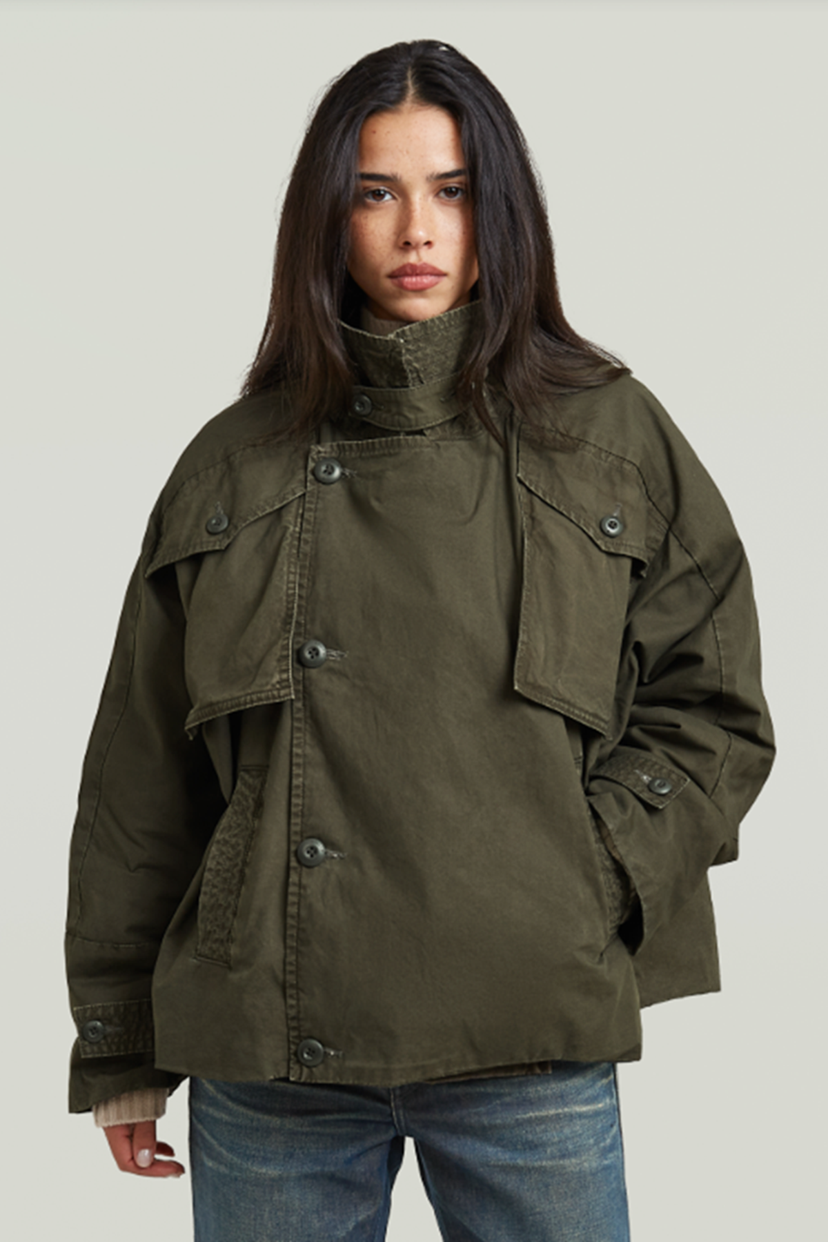G-Star 4 Pocket cape jacket, black olive