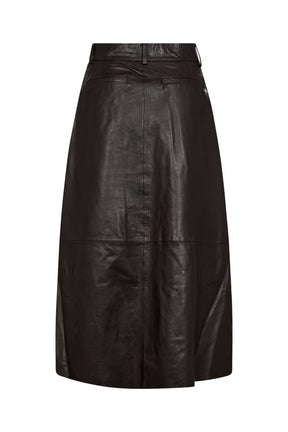 Pieszak Lanni Leather Pleat Skirt, Black Coffee