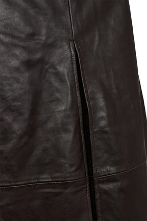 Pieszak Lanni Leather Pleat Skirt, Black Coffee