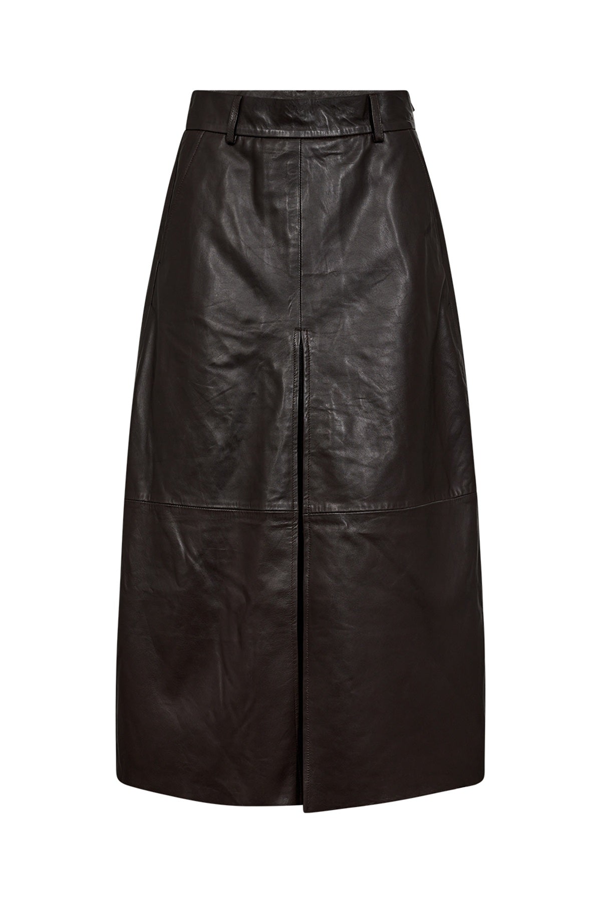 Pieszak Lanni Leather Pleat Skirt, Black Coffee
