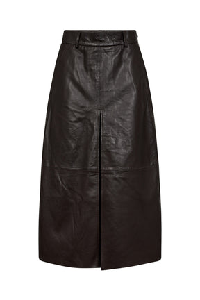Pieszak Lanni Leather Pleat Skirt, Black Coffee