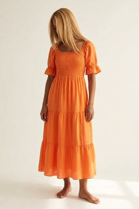 Moondust INK LONG DRESS, ORANGE
