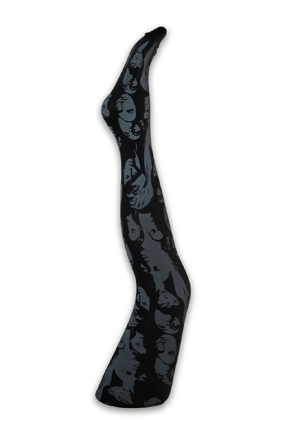 A Moi Nora face tights, Black w. grey print