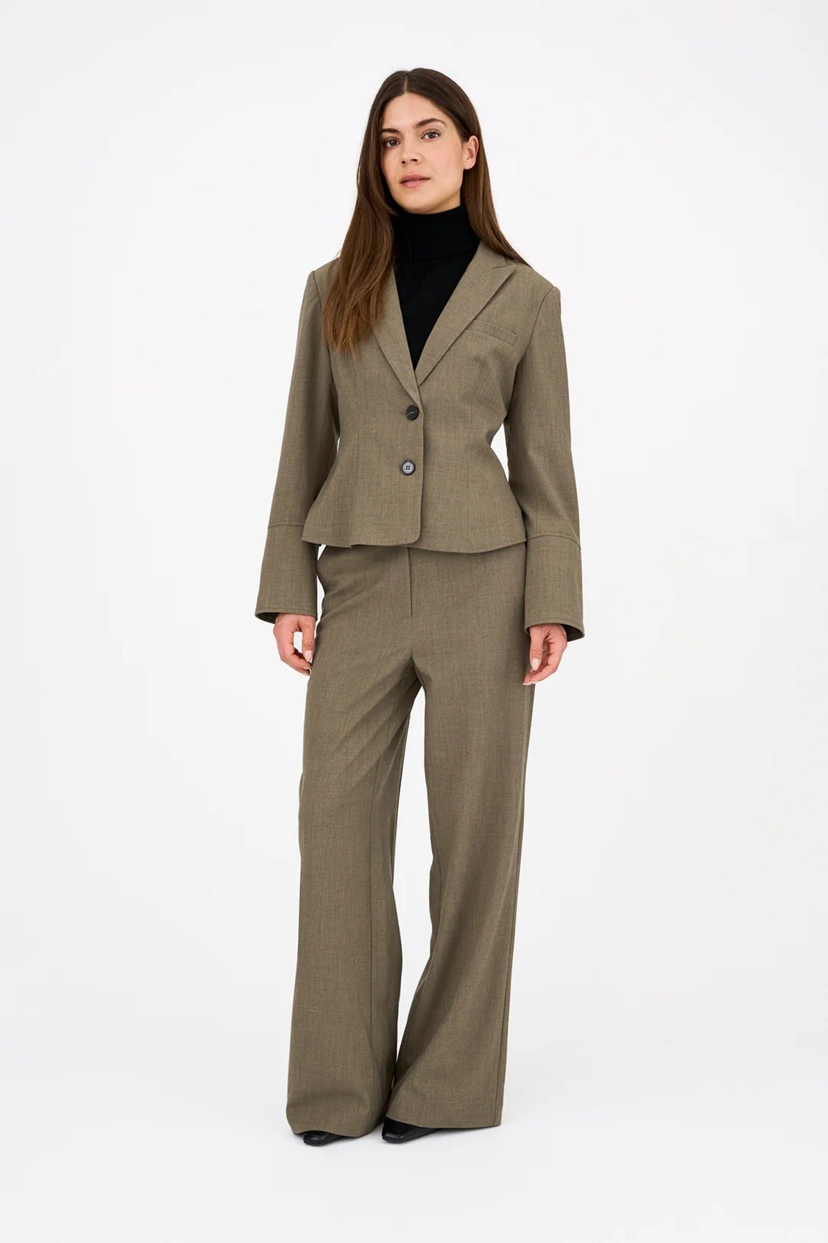 Pieszak Elina Short Blazer, Shadow Green Melange