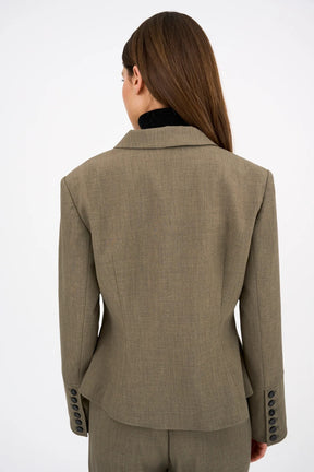 Pieszak Elina Short Blazer, Shadow Green Melange