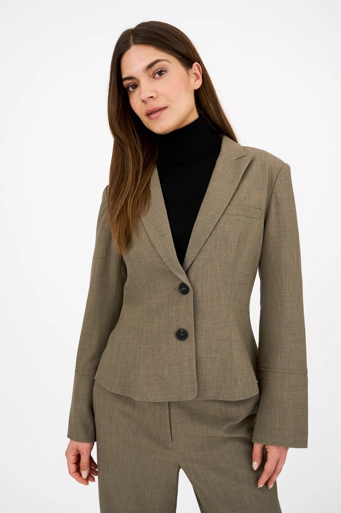 Pieszak Elina Short Blazer, Shadow Green Melange