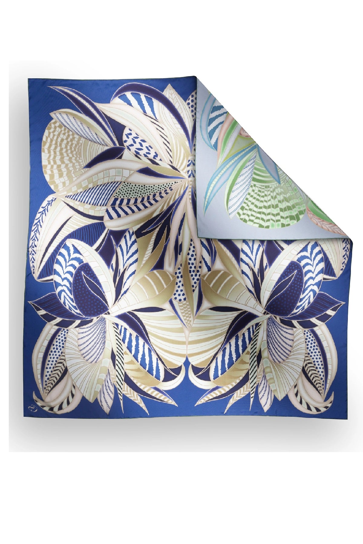 Charlotte Sparre SS006 Margot 65x65 Scarf, Blue/Green