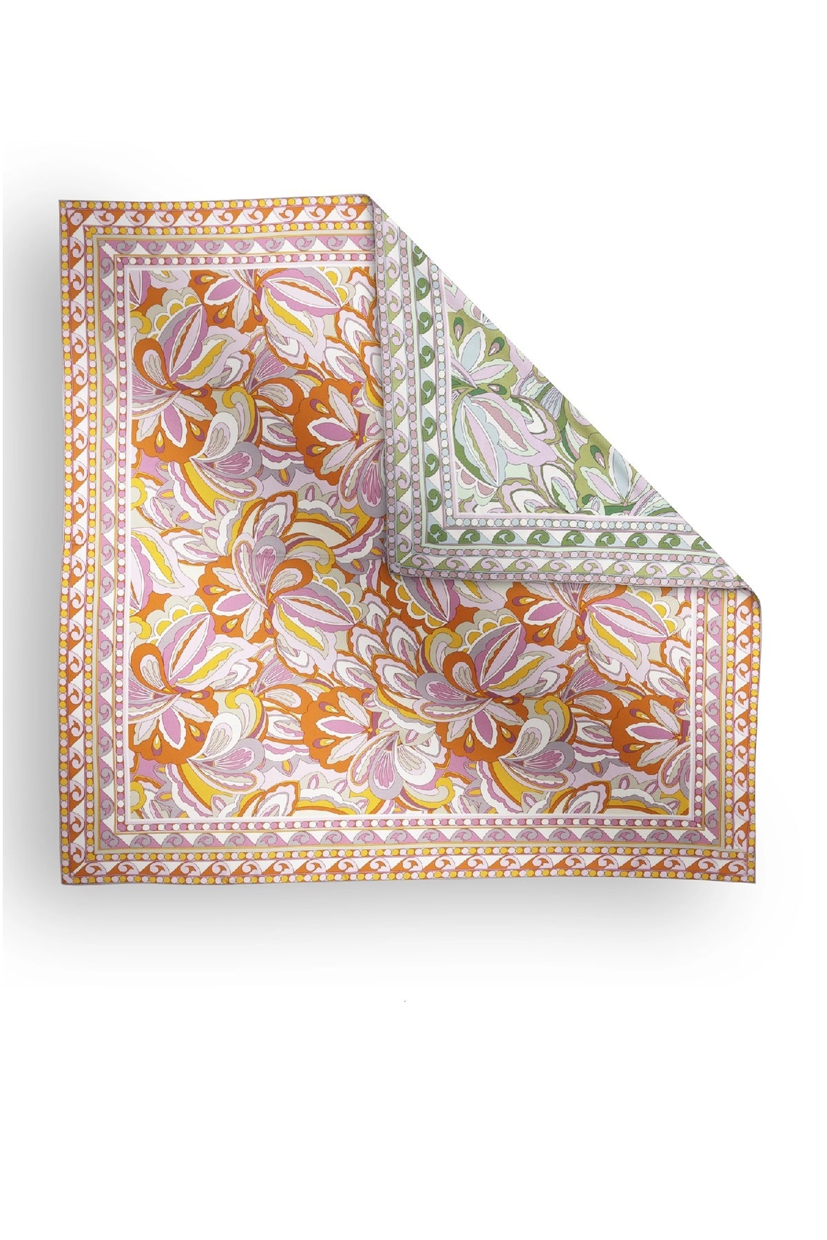 Charlotte Sparre SS007 Sally 65x65 Scarf, Green/Pink