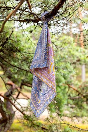 Charlotte Sparre SS007 Sally 65x65 Scarf, Blue/Yellow