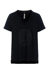 Henriette Steffensen 96105 EMBRACE V-NECK-TEE,  BLACK
