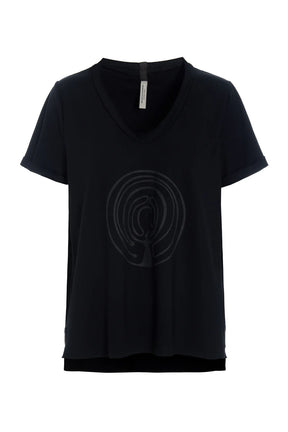 Henriette Steffensen 96105 EMBRACE V-NECK-TEE,  BLACK