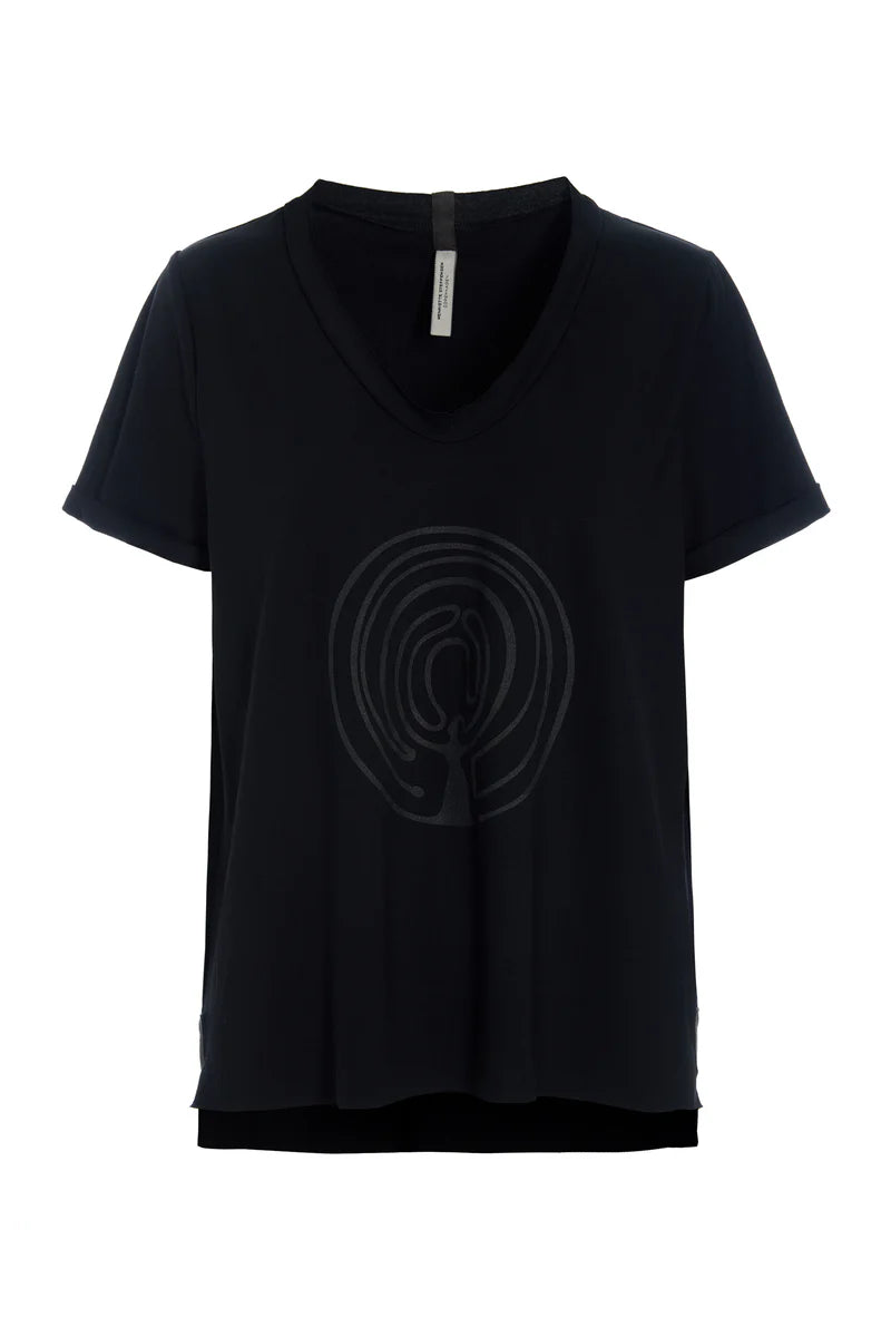 Henriette Steffensen 96105 EMBRACE V-NECK-TEE,  BLACK