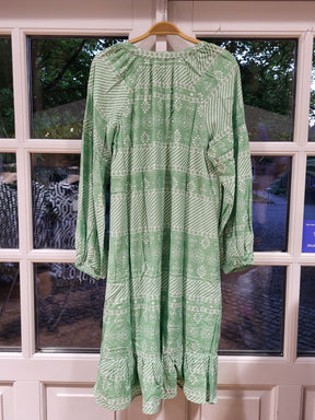 ISAY Ane Flounce Dress, Green Geo
