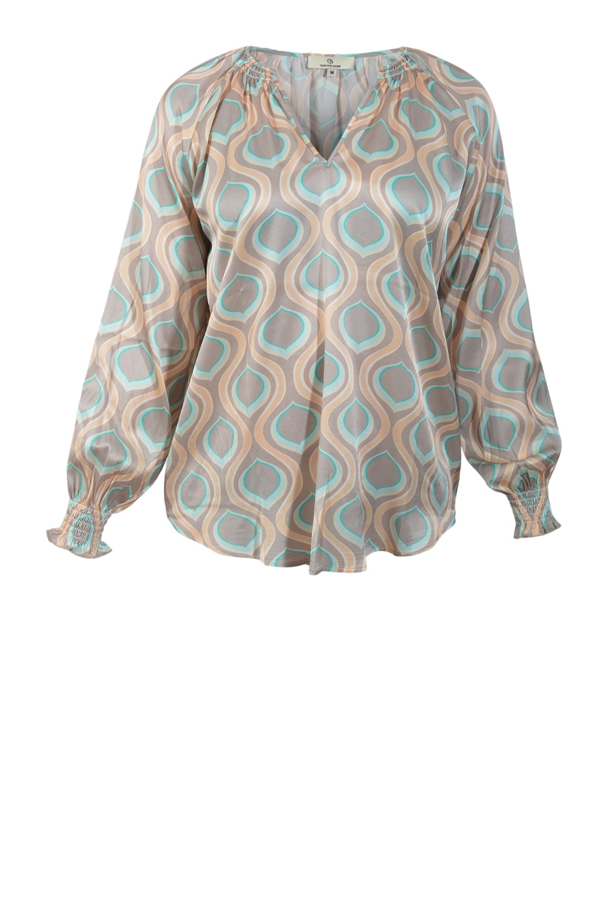 Charlotte Sparre Jammy Blouse 2907, Ollie Taupe/Blue