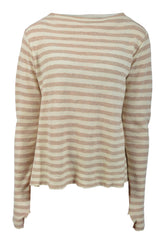 Blusbar by basic 4040 Shirt L/S w/high neck & slits, Raw White/ Sand Melange