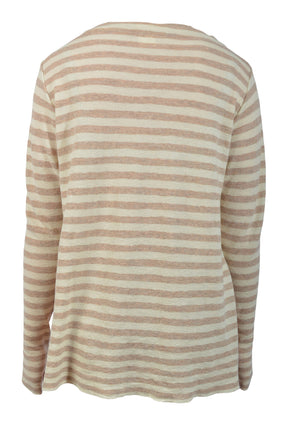 Blusbar by basic 4040 Shirt L/S w/high neck & slits, Raw White/ Sand Melange
